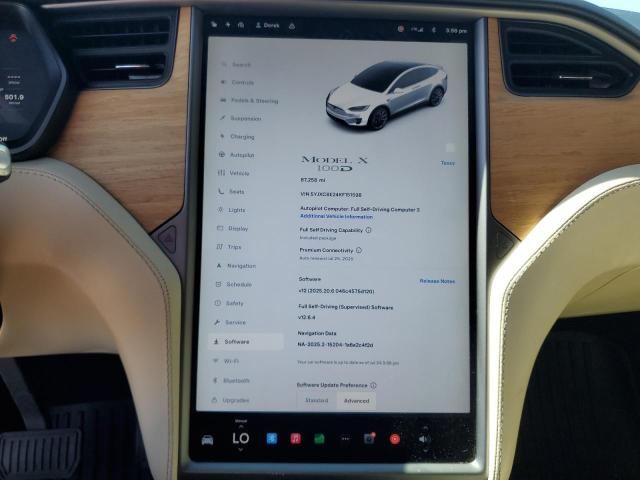 5YJXCBE24KF151598 - 2019 TESLA MODEL X Weiß Foto 9