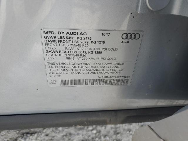 WA1BNAFY1J2076436 - 2018 AUDI Q5 PREMIUM PLUS SILVER photo 13