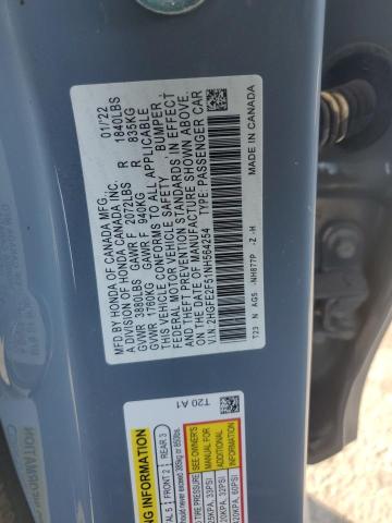 2HGFE2F51NH564254 - 2022 HONDA CIVIC SPORT 灰色 照片 12