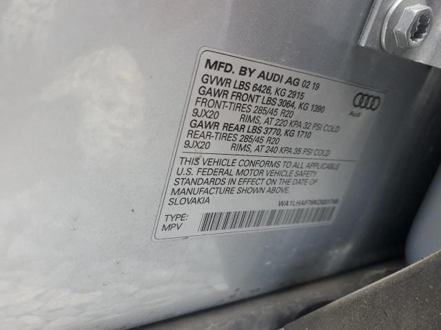 WA1LHAF78KD031745 - 2019 AUDI Q7 PREMIUM PLUS Plata foto 13