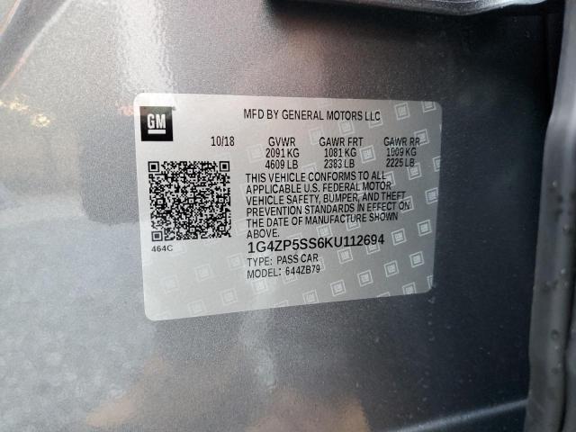 1G4ZP5SS6KU112694 - 2019 BUICK LACROSSE ESSENCE 灰色 照片 12