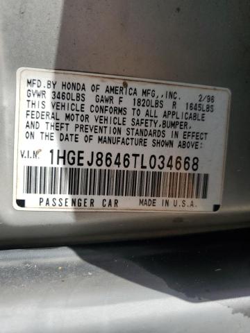 1HGEJ8646TL034668 - 1996 HONDA CIVIC EX SILVER photo 12