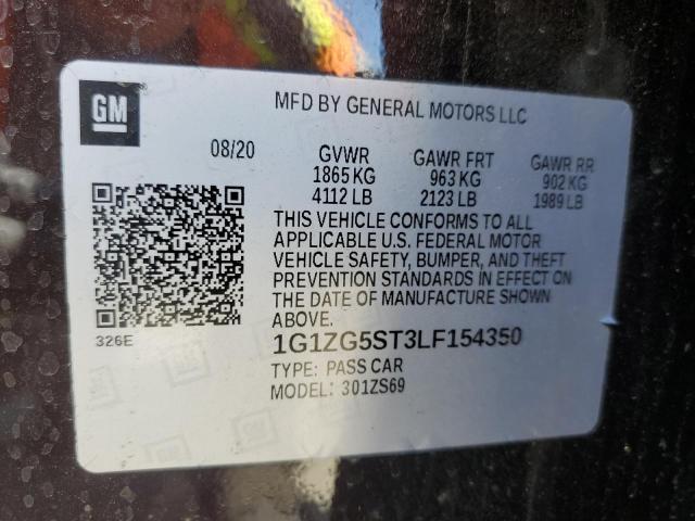 1G1ZG5ST3LF154350 - 2020 CHEVROLET MALIBU RS PURPLE photo 12