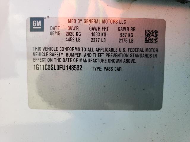 1G11C5SL0FU148532 - 2015 CHEVROLET MALIBU 1LT თეთრი ფოტო 10