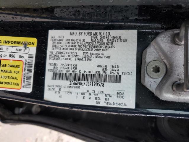 3FA6P0G79ER190578 - 2014 FORD FUSION S BLACK photo 12