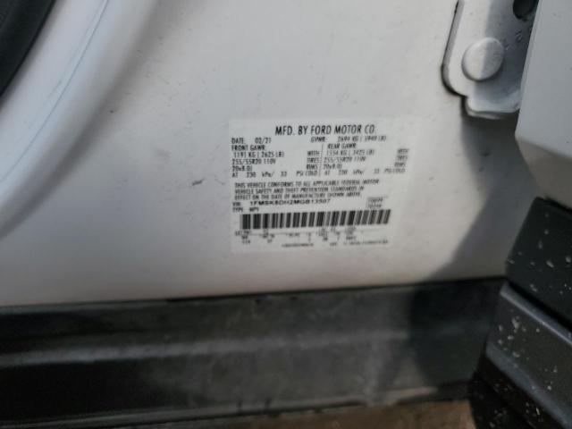 1FMSK8DH2MGB13507 - 2021 FORD EXPLORER XLT WHITE photo 12