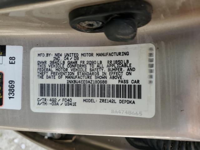 1NXBU4EE9AZ180688 - 2010 TOYOTA COROLLA BASE 米色 照片 10