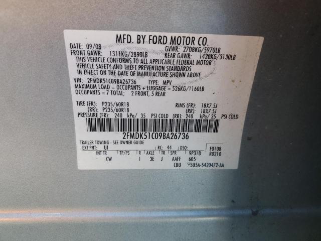 2FMDK51C09BA26736 - 2009 FORD FLEX SE SILVER photo 13