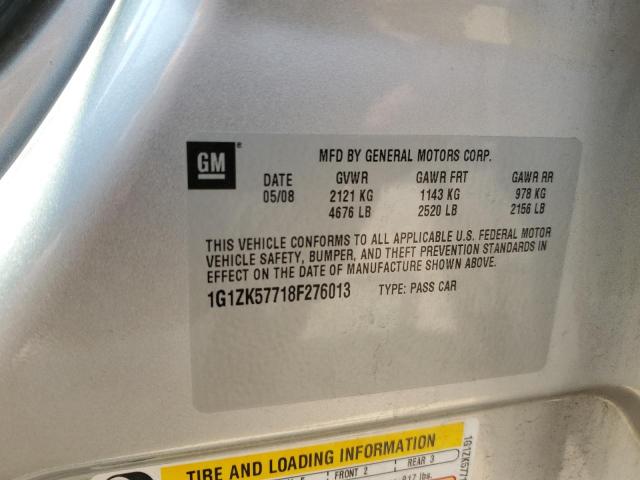 1G1ZK57718F276013 - 2008 CHEVROLET MALIBU LTZ ვერცხლისფერი ფოტო 12