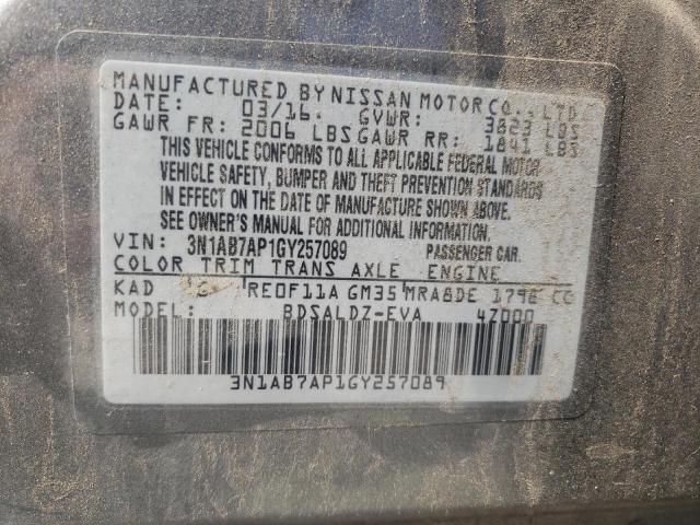 3N1AB7AP1GY257089 - 2016 NISSAN SENTRA S 灰色 照片 12