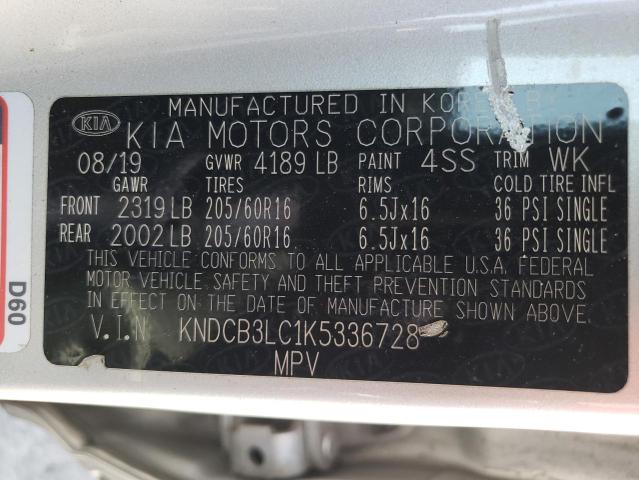 KNDCB3LC1K5336728 - 2019 KIA NIRO FE SILVER photo 13