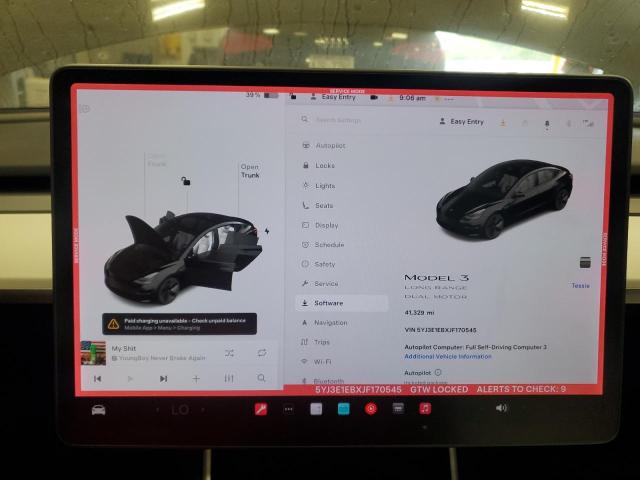 5YJ3E1EBXJF170545 - 2018 TESLA MODEL 3 BLACK photo 9