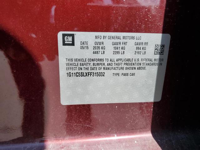 1G11C5SLXFF315032 - 2015 CHEVROLET MALIBU 1LT 勃艮第红 照片 13
