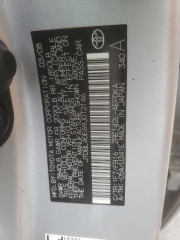 JTDBL40E69J012146 - 2009 TOYOTA COROLLA BASE SILVER photo 10