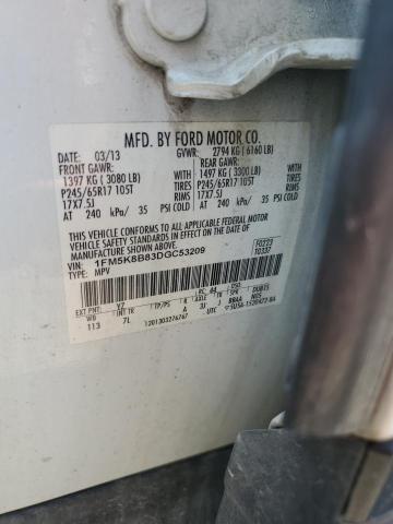 1FM5K8B83DGC53209 - 2013 FORD EXPLORER თეთრი ფოტო 13