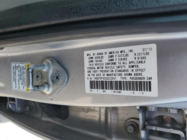 1HGCP2F42CA222831 - 2012 HONDA ACCORD LXP SILVER photo 13