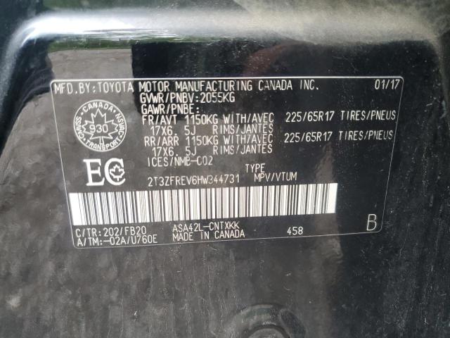 2T3ZFREV6HW344731 - 2017 TOYOTA RAV4 LE BLACK photo 14