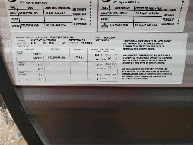 4X4TSMT13LY005759 - 2020 SALM FOREST RIV SILVER photo 10