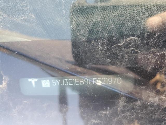 5YJ3E1EB9LF621970 - 2020 TESLA MODEL 3 BLUE photo 12