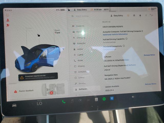 5YJ3E1EB9LF621970 - 2020 TESLA MODEL 3 BLUE photo 9