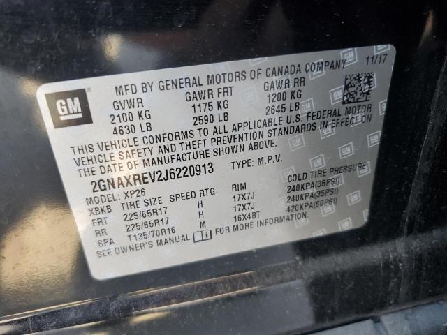 2GNAXREV2J6220913 - 2018 CHEVROLET EQUINOX LS შავი ფოტო 14