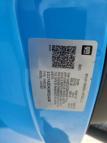 1G1YA2D41M5114180 - 2021 CHEVROLET CORVETTE STINGRAY 1LT BLUE photo 12