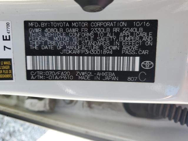 JTDKARFP3H3001894 - 2017 TOYOTA PRIUS PRIM WHITE photo 12