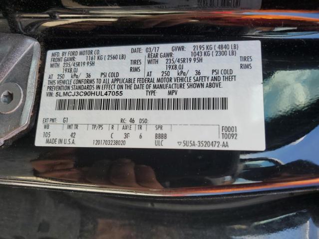 5LMCJ3C90HUL47055 - 2017 LINCOLN MKC RESERVE შავი ფოტო 13