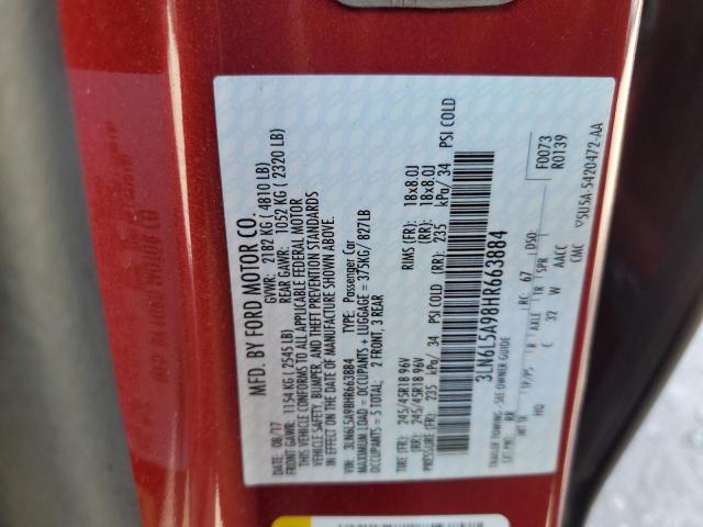 3LN6L5A98HR663884 - 2017 LINCOLN MKZ PREMIERE RED photo 12