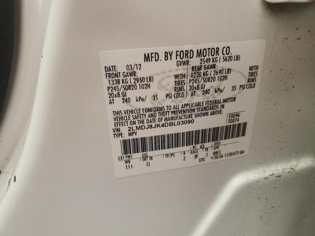 2LMDJ8JK4DBL03090 - 2013 LINCOLN MKX 白色 照片 12