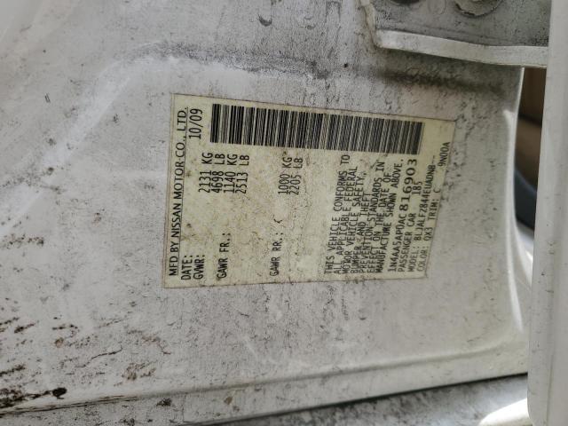 1N4AA5AP0AC816903 - 2010 NISSAN MAXIMA S WHITE photo 12