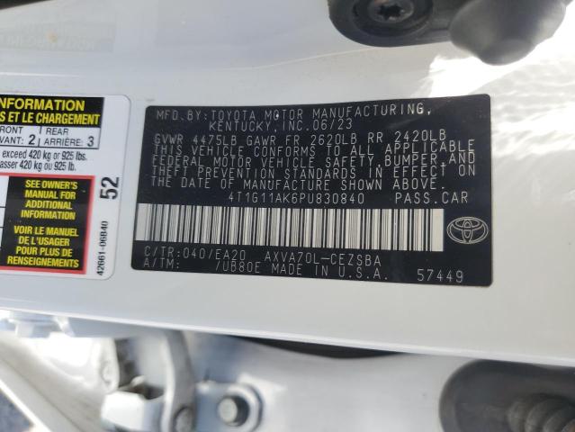 4T1G11AK6PU830840 - 2023 TOYOTA CAMRY SE NIGHT SHADE WHITE photo 13