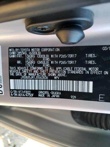 JTEBU5JR1J5562836 - 2018 TOYOTA 4RUNNER SR5/SR5 PREMIUM 银色 照片 13