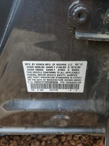 19VDE1F7XDE002034 - 2013 ACURA ILX 20 TECH GRAY photo 12