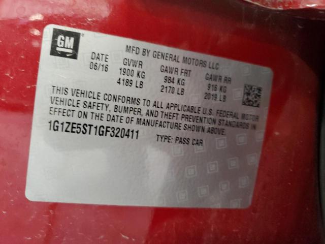 1G1ZE5ST1GF320411 - 2016 CHEVROLET MALIBU LT BURGUNDY photo 13