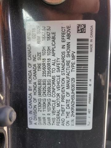 2HKRW2H59JH636129 - 2018 HONDA CR-V EX GRAY photo 12