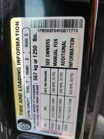 1FM5K8F84HGB77774 - 2017 FORD EXPLORER LIMITED BLACK photo 14