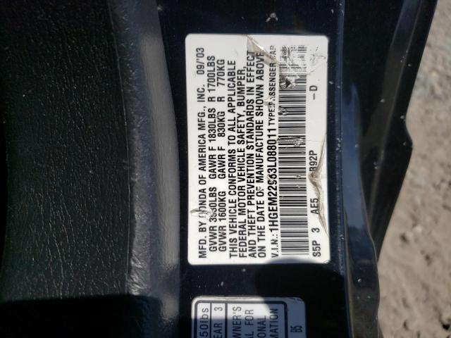 1HGEM22963L088011 - 2003 HONDA CIVIC EX BLACK photo 12