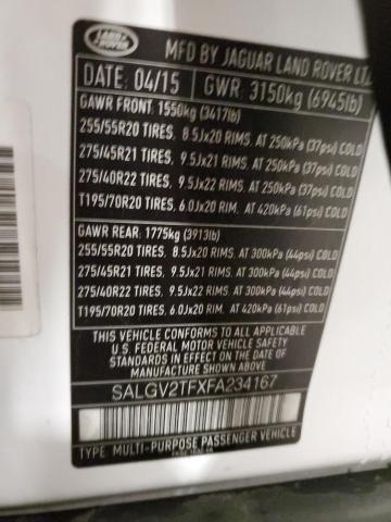 SALGV2TFXFA234167 - 2015 LAND ROVER RANGE ROVE AUTOBIOGRAPHY WHITE photo 13