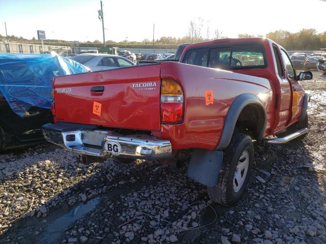 5TESM92N02Z109569 - 2002 TOYOTA TACOMA XTRACAB PRERUNNER წითელი ფოტო 4