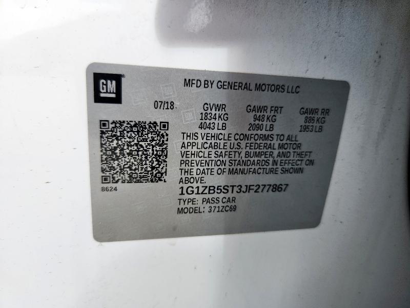 1G1ZB5ST3JF277867 - 2018 CHEVROLET MALIBU LS Blanc photo 13