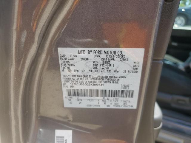 1FMCU03G29KB09731 - 2009 FORD ESCAPE XLT 灰色 照片 13