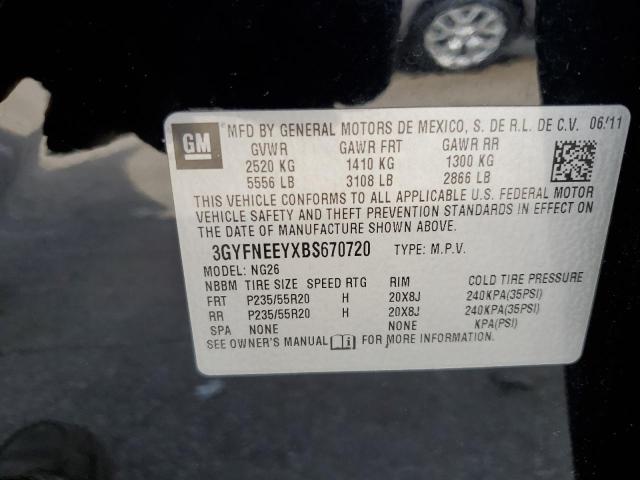 3GYFNEEYXBS670720 - 2011 CADILLAC SRX PERFORMANCE COLLECTION Czarny zdjęcie 12