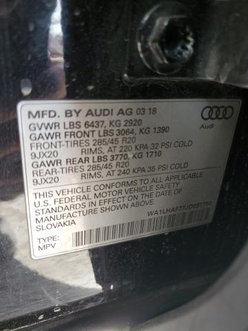 WA1LHAF77JD037759 - 2018 AUDI Q7 PREMIUM PLUS Սև լուսանկար 13