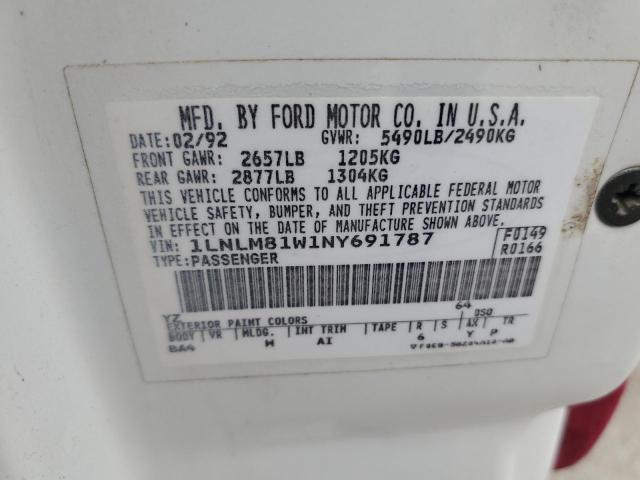 1LNLM81W1NY691787 - 1992 LINCOLN TOWN CAR EXECUTIVE WHITE photo 12