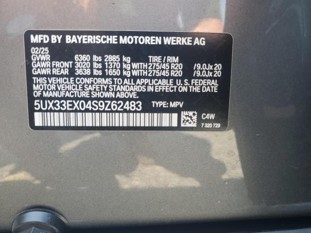 5UX33EX04S9Z62483 - 2025 BMW X6 XDRIVE40I GRAY photo 14