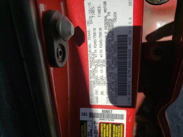 5TFJX4GN8FX044319 - 2015 TOYOTA TACOMA DOUBLE CAB PRERUNNER RED photo 10