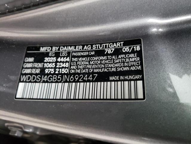 WDDSJ4GB5JN692447 - 2018 MERCEDES-BENZ CLA 250 4MATIC GRAY photo 12