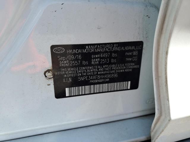 5NPE34AF8HH496896 - 2017 HYUNDAI SONATA SPORT WHITE photo 12