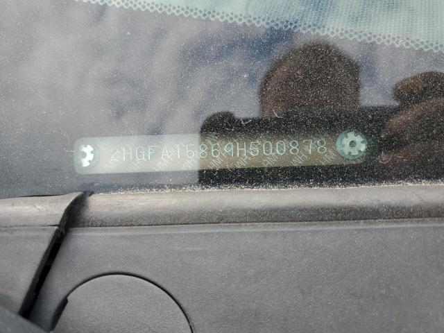 2HGFA15869H500878 - 2009 HONDA CIVIC EX SILVER photo 12